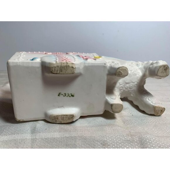 Lamb Pulling Wagon Planter E3304 Japan 50’s Vintage Ceramic - Picture 4 of 4